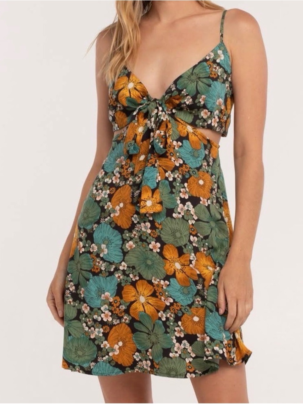 Volcom Luvley Daze Floral Tie-Front Mini